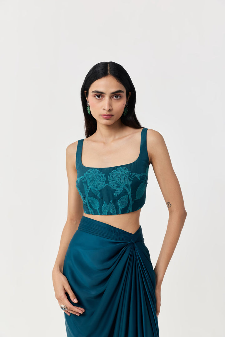 Wild Tulip Bustier Skirt Set - Teal