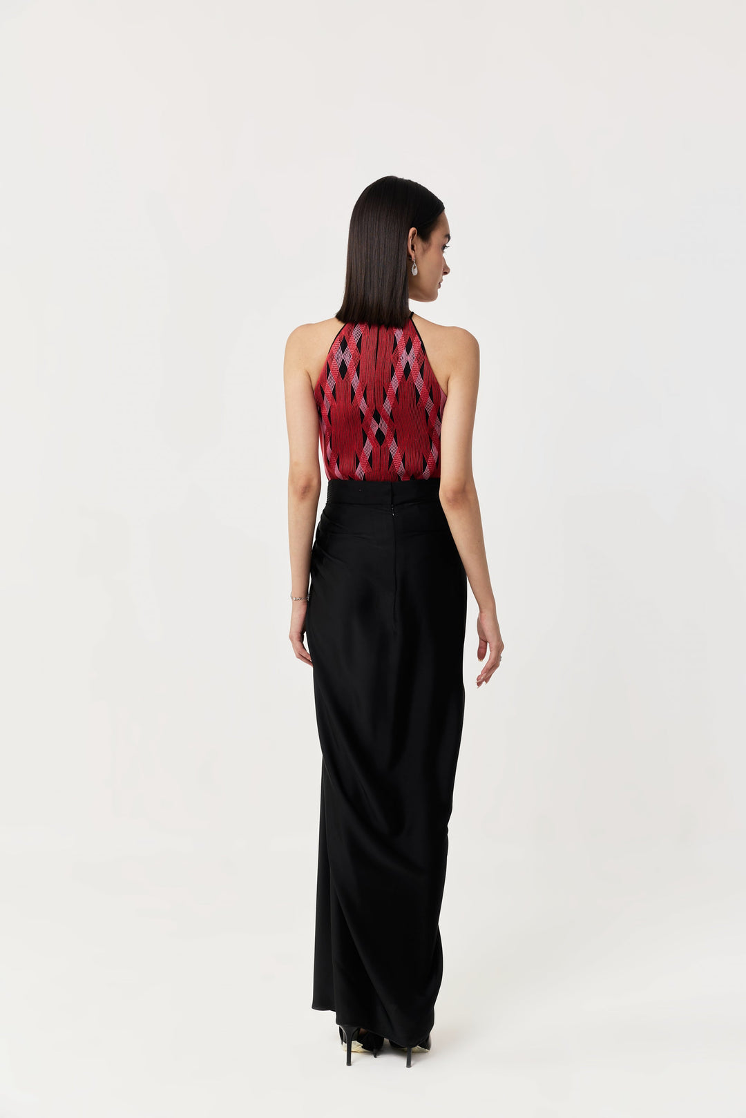 Entwined Corded Halter Top - Black & Red