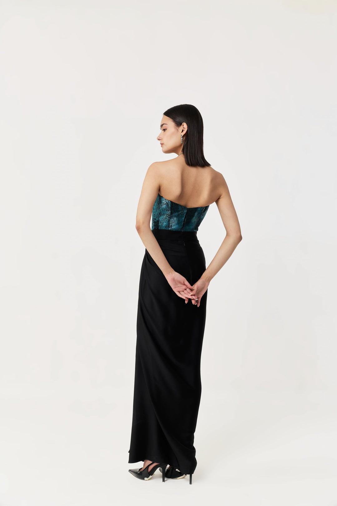 Moss Forest Appliqué Corset Set - Emerald Teal