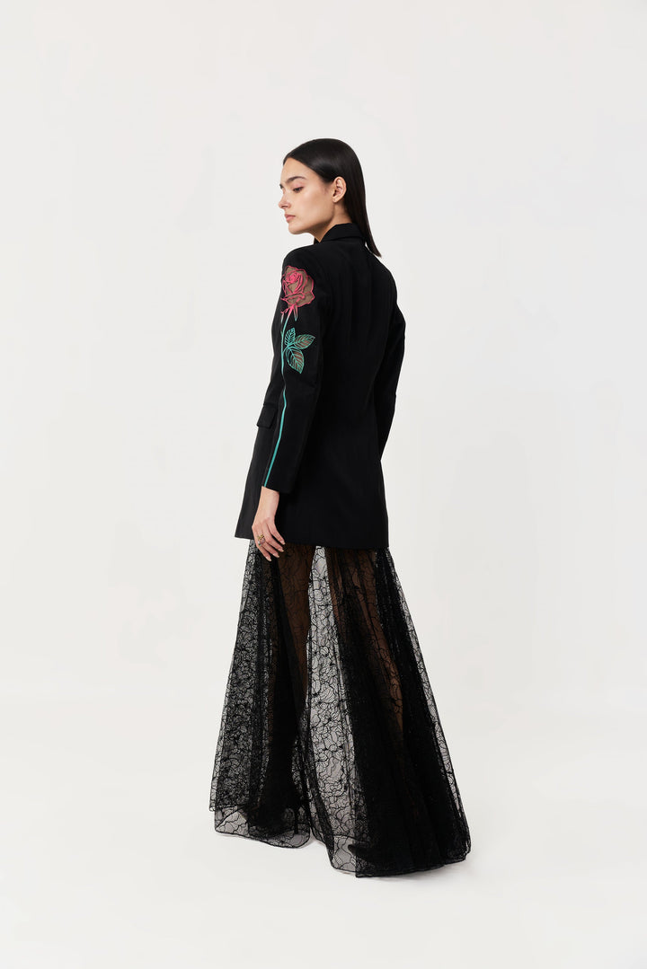 Rose Appliqué Blazer Set