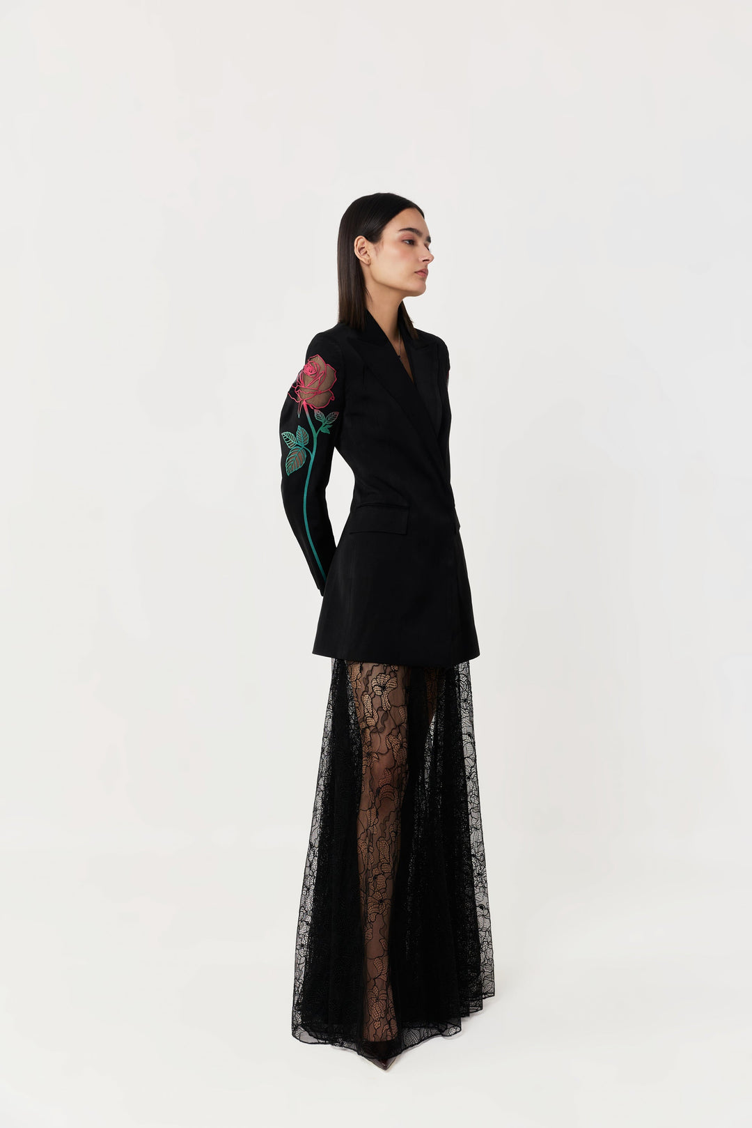 Rose Appliqué Blazer Set