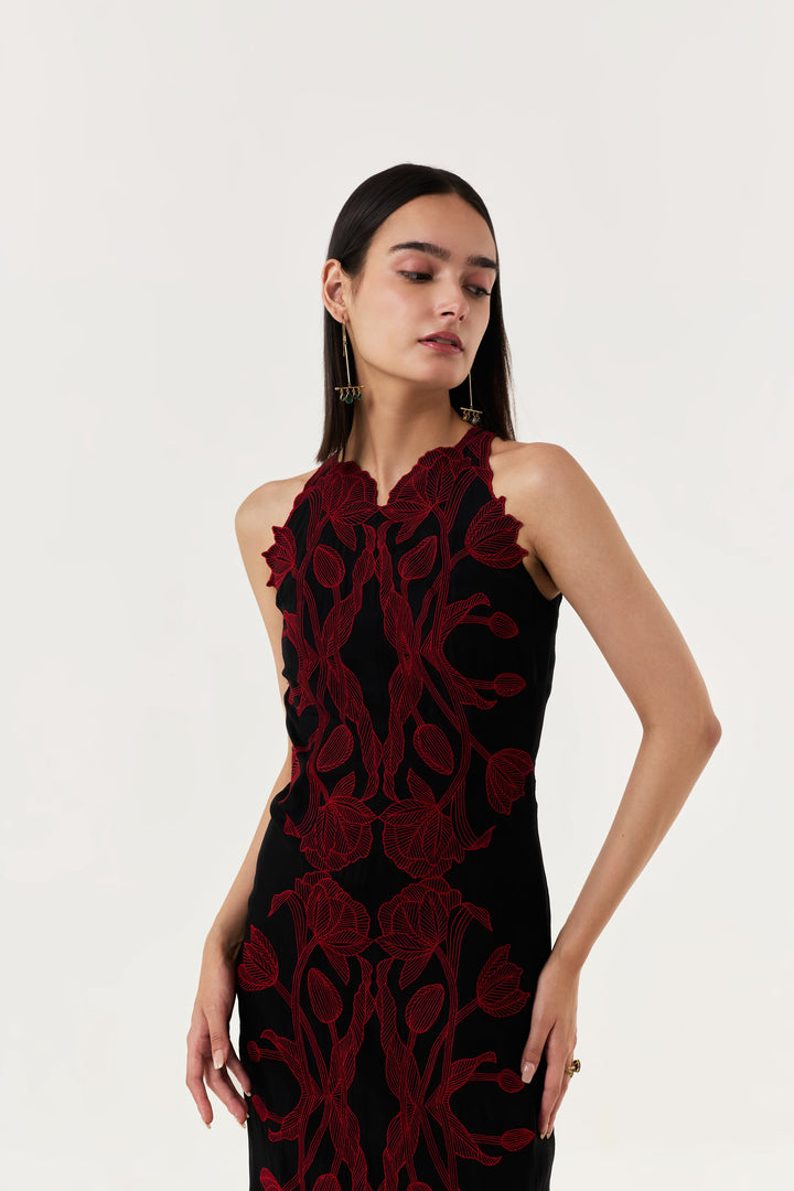 Wild Tulip Dress - Black & Red