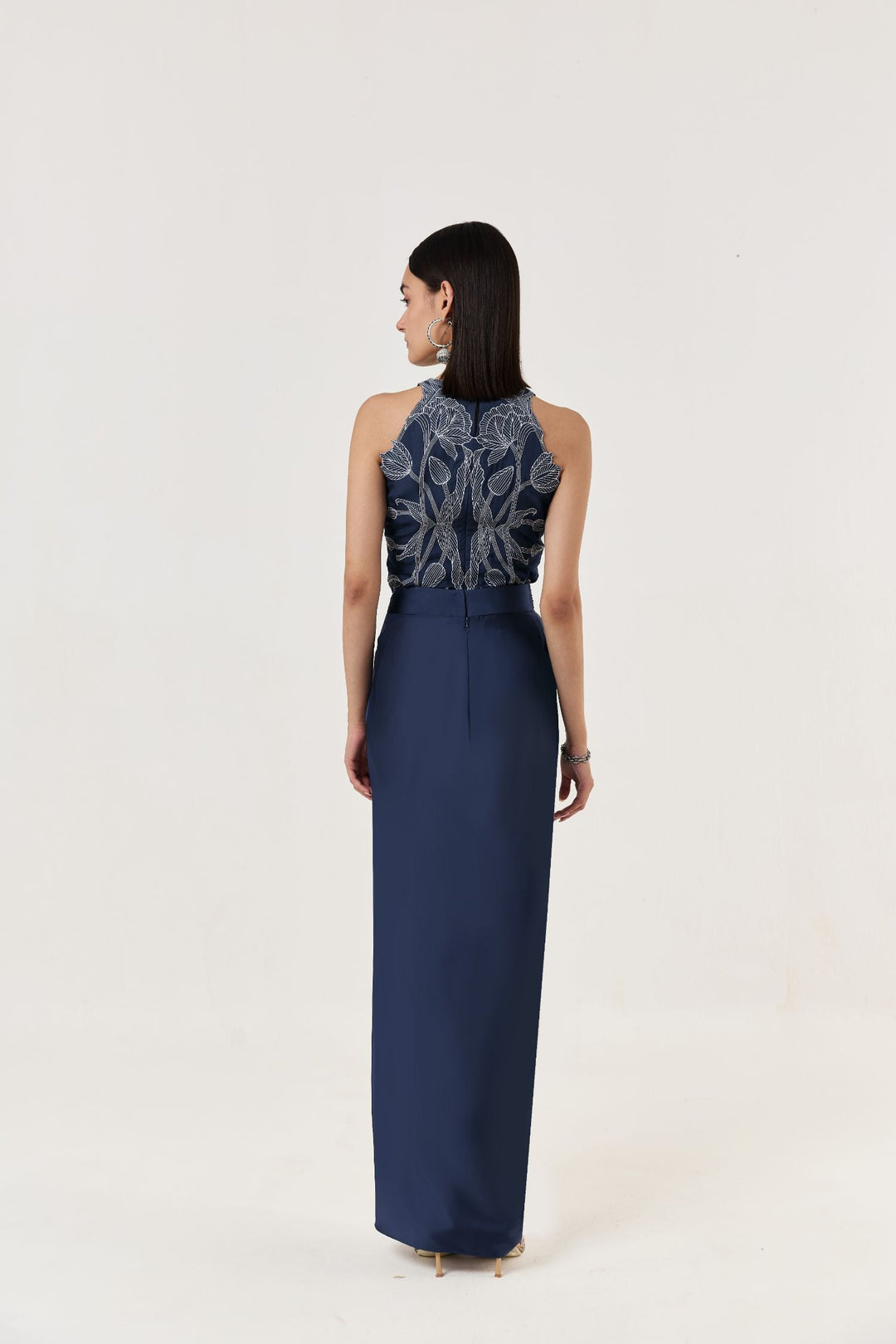 Draped Twist Skirt - Navy