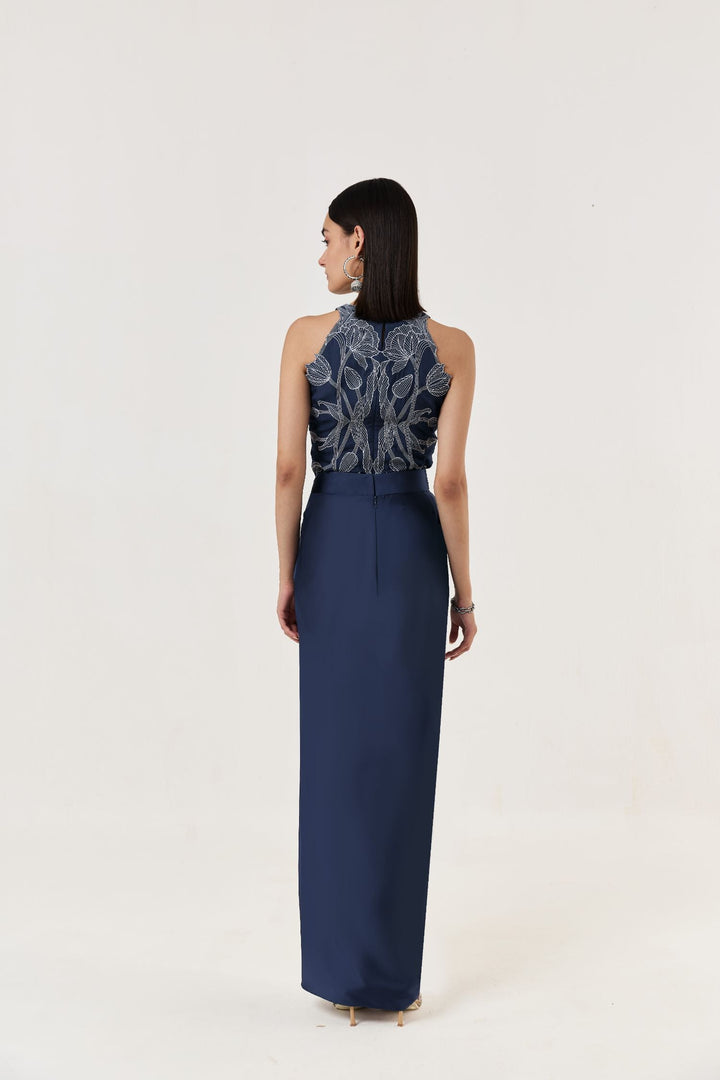 Draped Twist Skirt - Navy