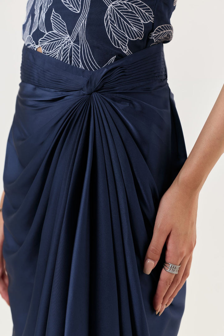 Draped Twist Skirt - Navy