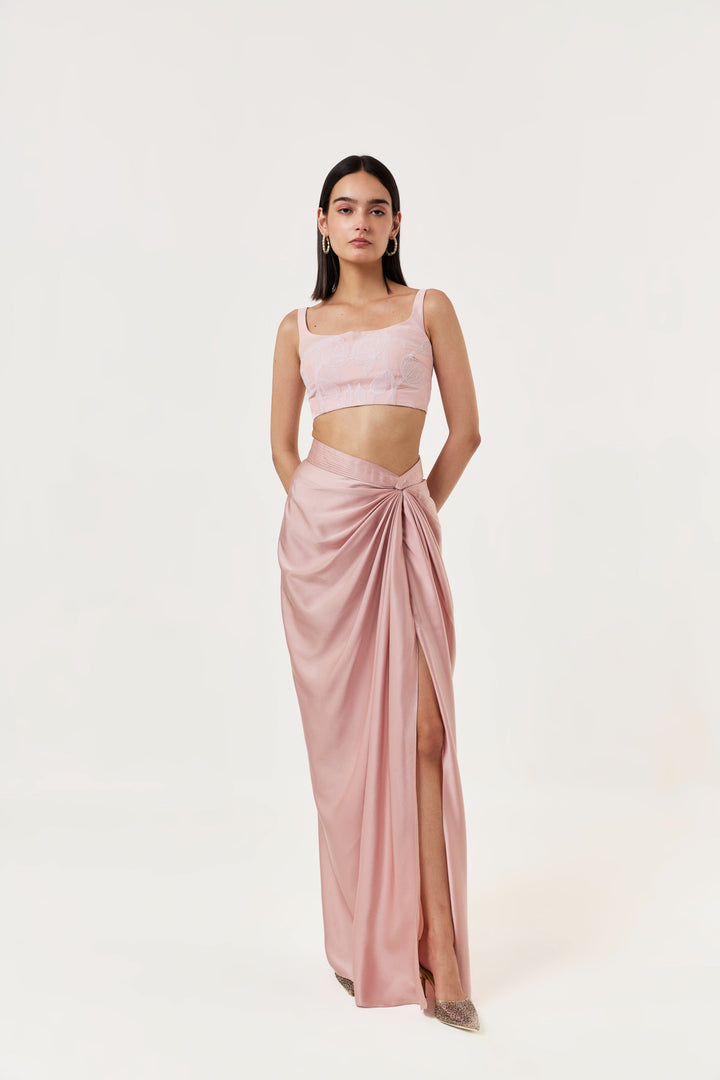 Draped Twist Skirt - Blush Pink