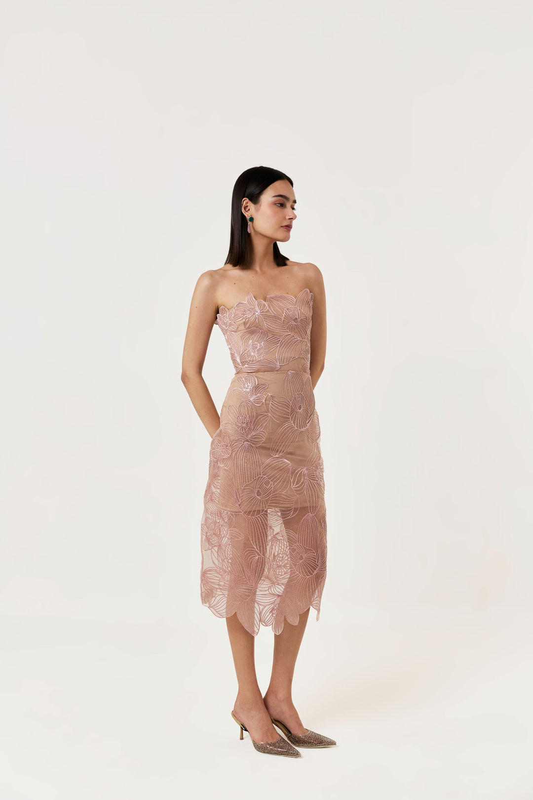 Orchid Appliqué Midi Dress
