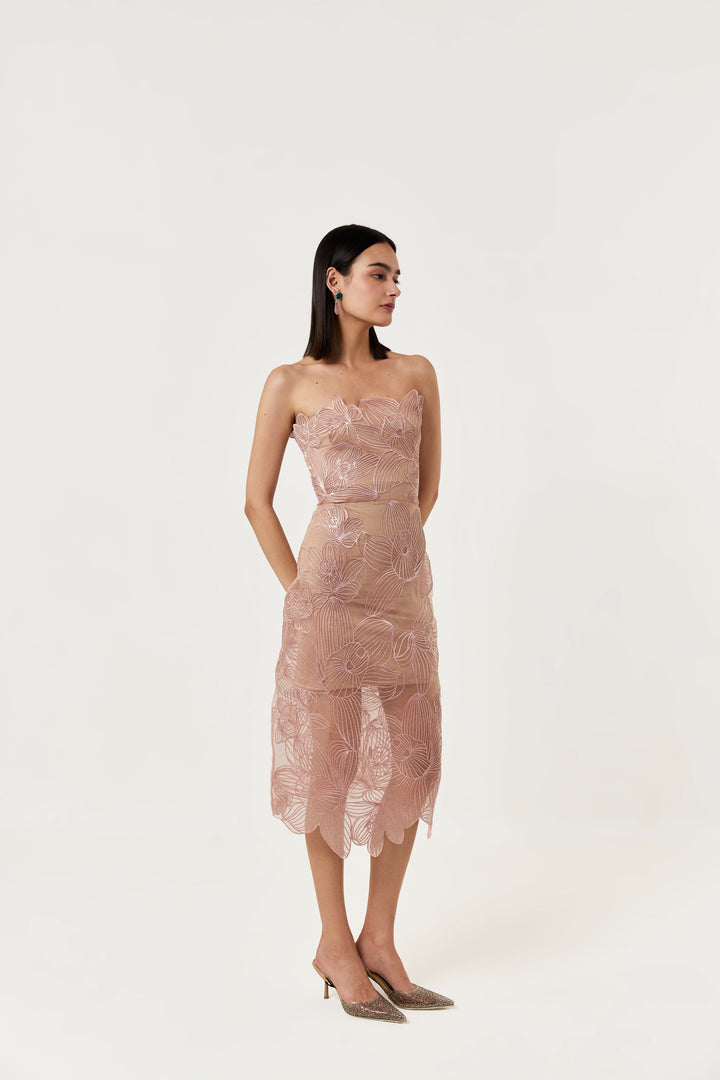 Orchid Appliqué Midi Dress