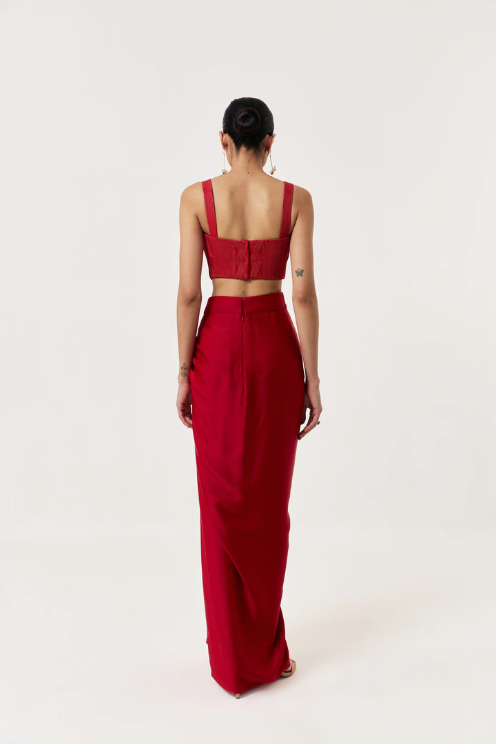 Draped Twist Skirt - Red