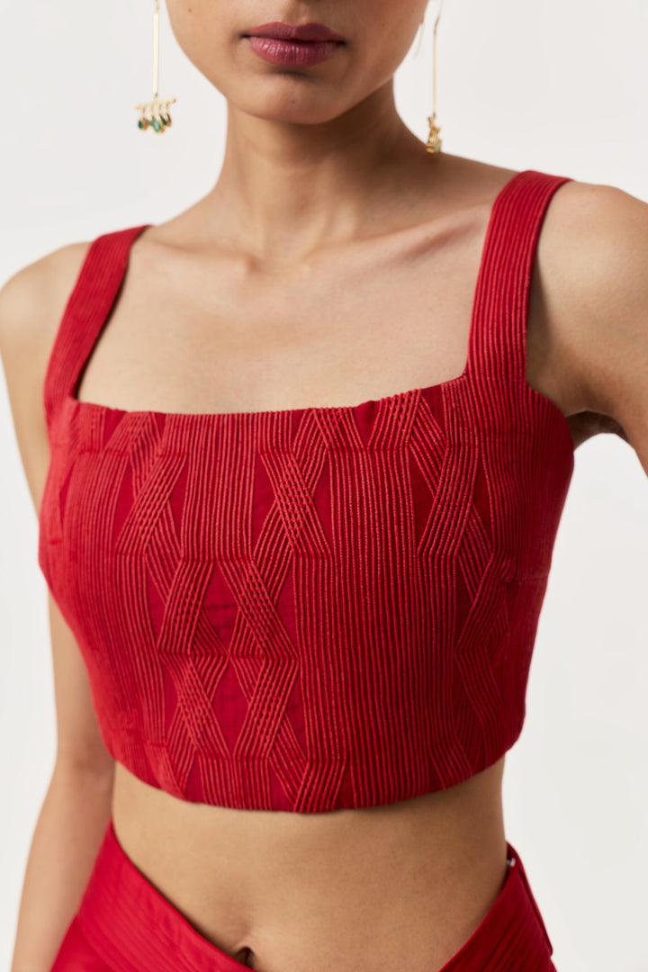 Entwined Corded Bustier - Red
