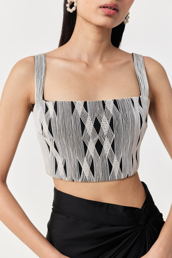 Entwined Corded Bustier - Black & White