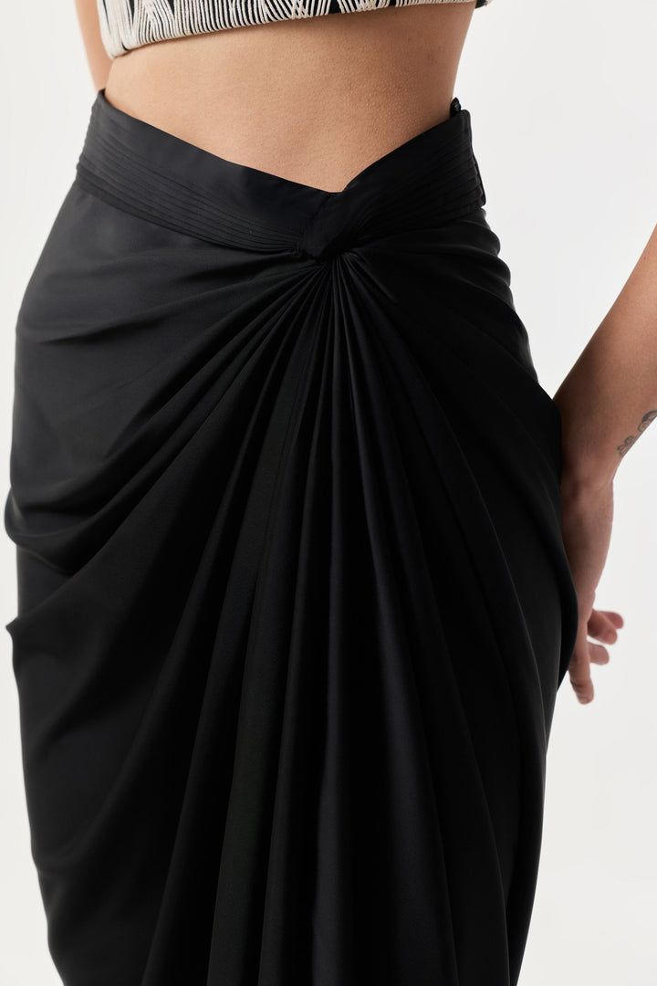 Draped Twist Skirt - Black