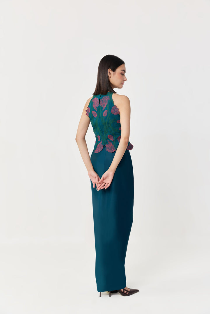 Draped Twist Skirt - Teal