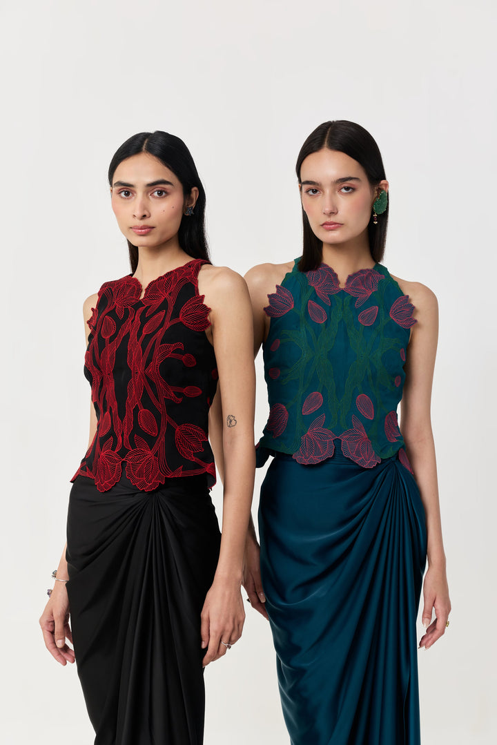 Wild Tulip Top - Black & Red