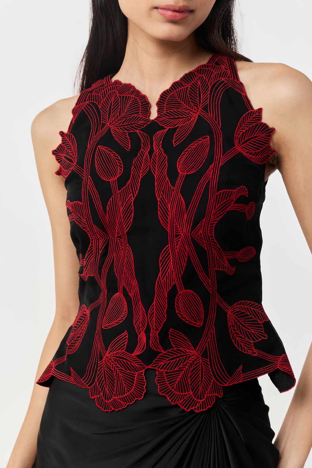 Wild Tulip Top - Black & Red