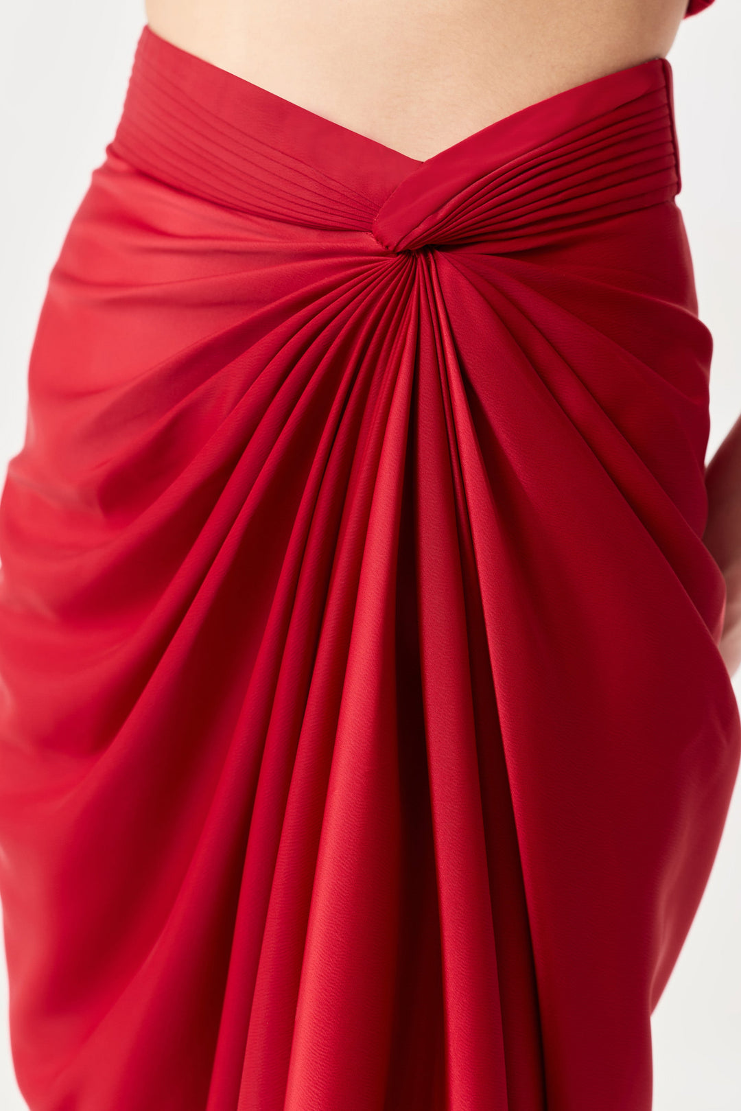 Draped Twist Skirt - Red