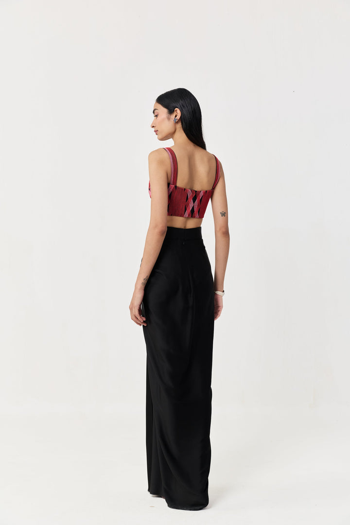 Entwined Corded Bustier Skirt Set - Black & Red