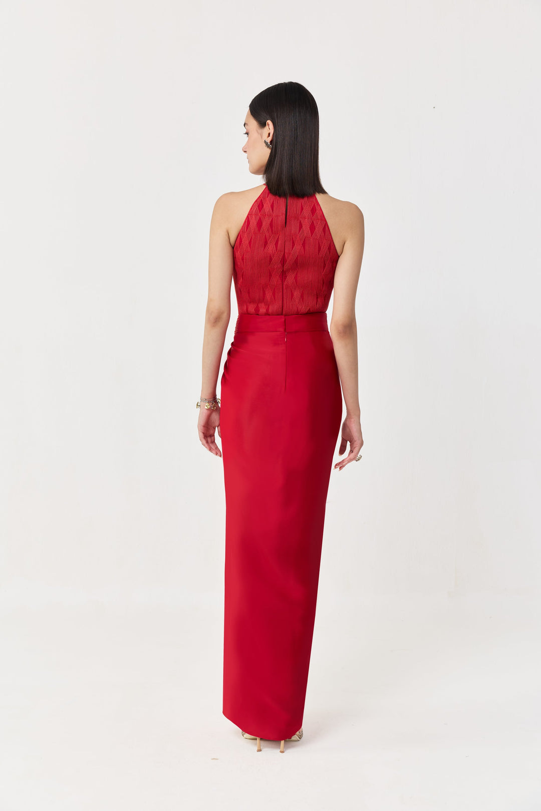 Entwined Corded Halter Top - Red