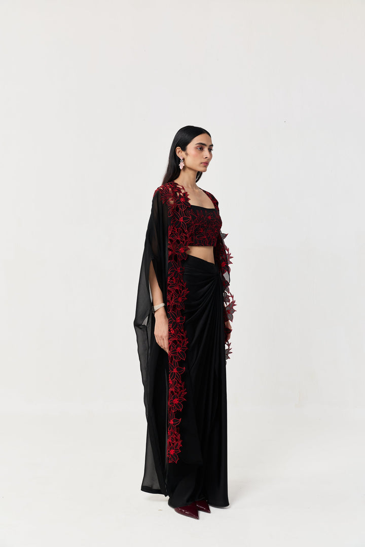 Wild Lily Cape Set - Black & Red