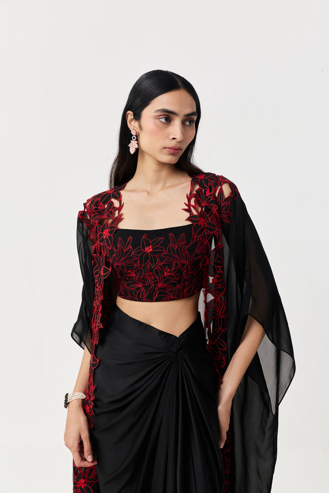 Wild Lily Cape Set - Black & Red