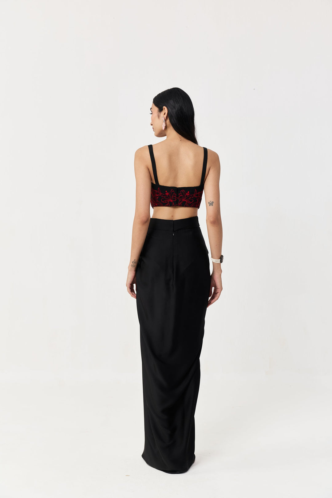 Wild Lily Bustier Skirt Set - Black & Red