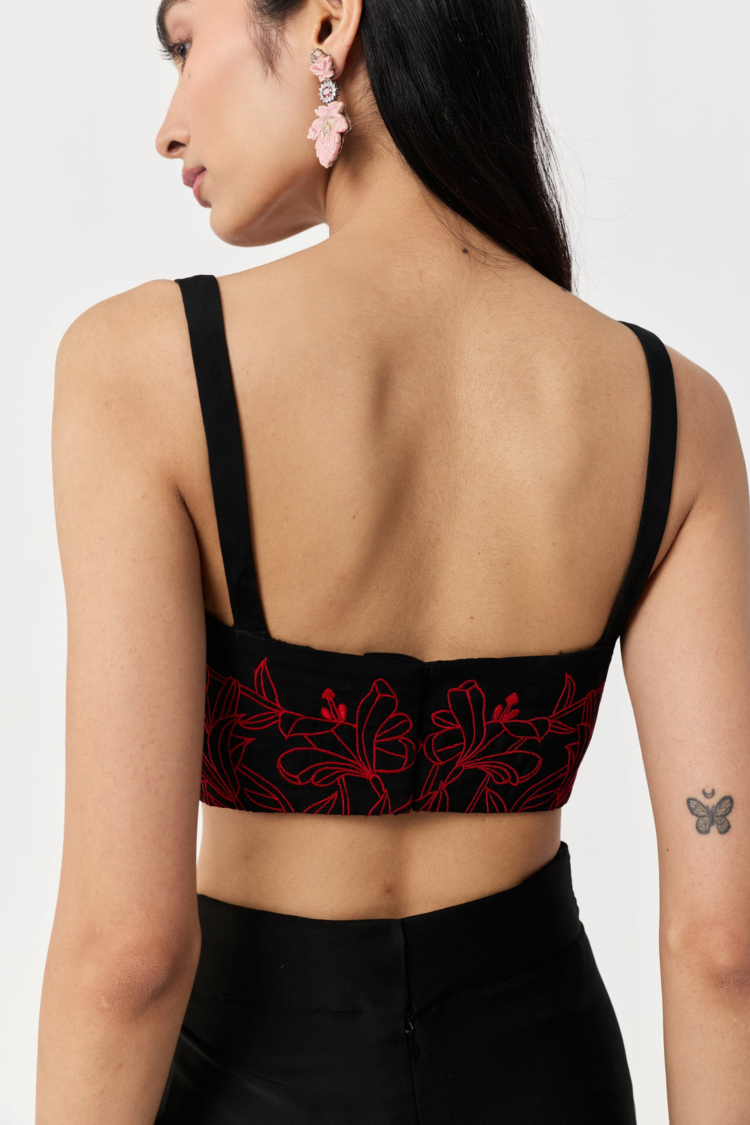 Wild Lily Bustier Skirt Set - Black & Red