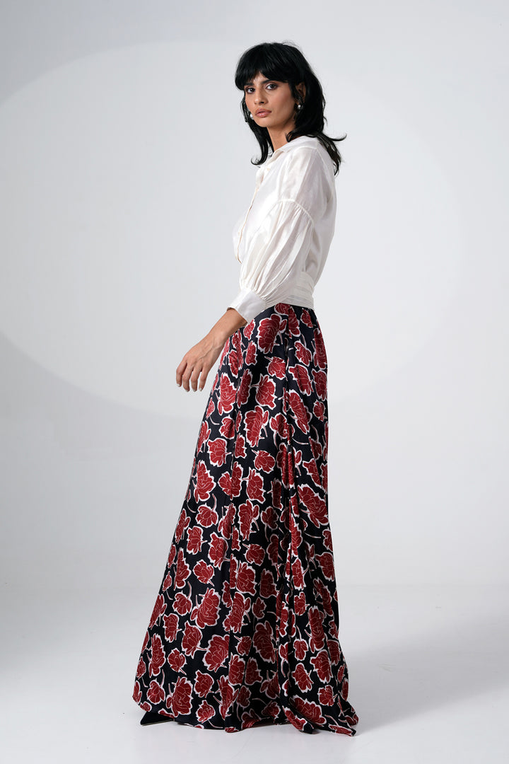 Filipina Shirt With Gathered Belt and Divided Skirt