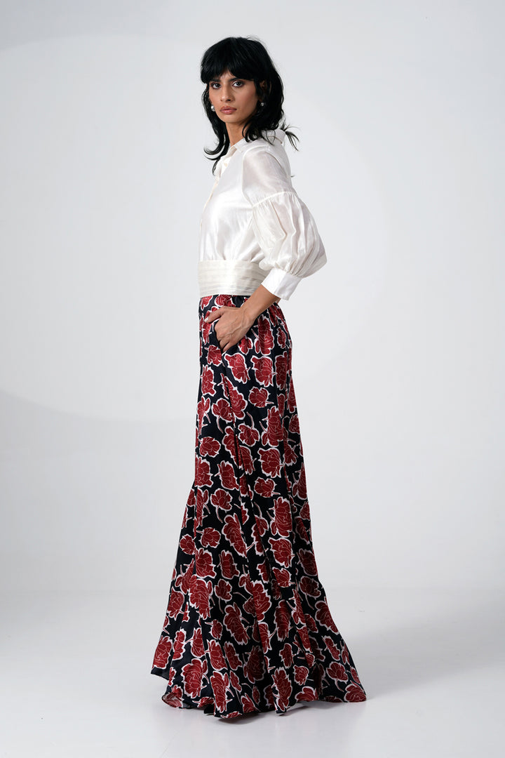 Filipina Shirt With Gathered Belt and Divided Skirt