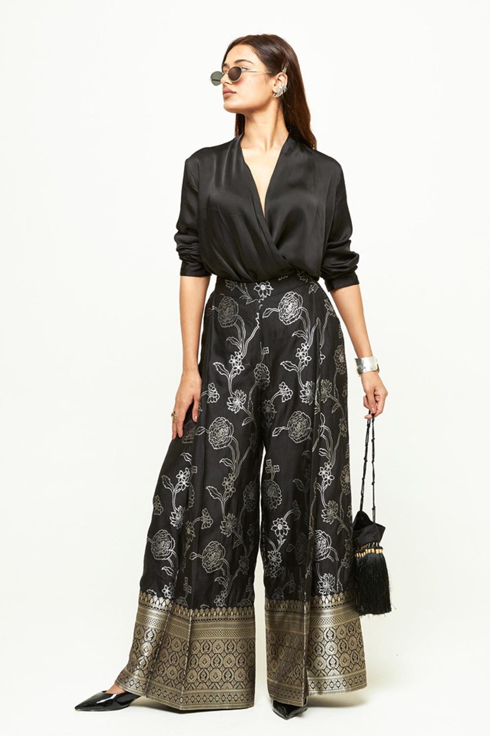Rosa Black Brocade Pant Set