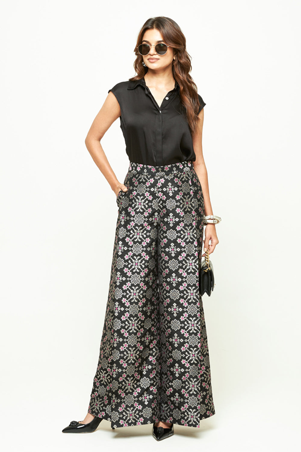 Meena Black Brocade Pant Set