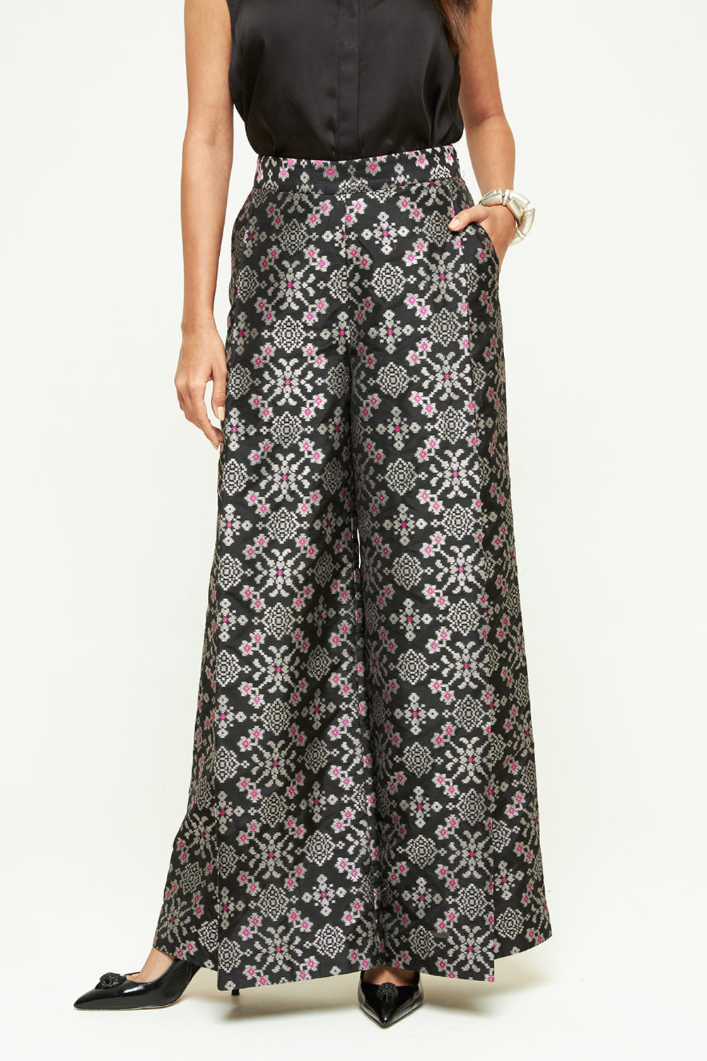 Meena Black Brocade Pant Set