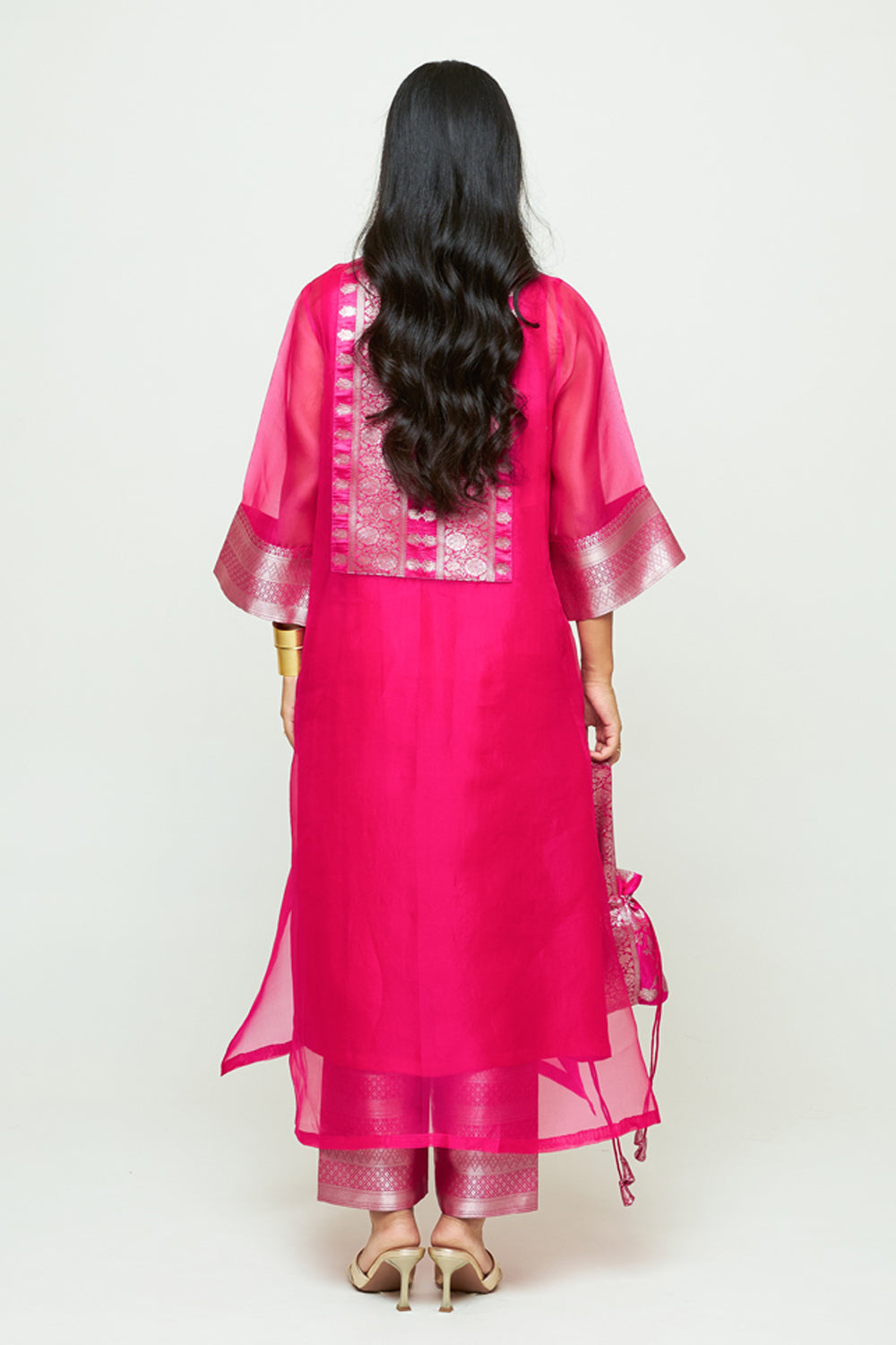 Mehar Pink Organza Tunic Set