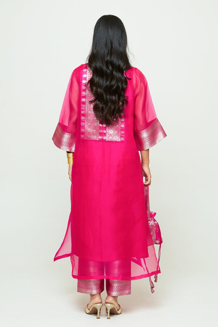 Mehar Pink Organza Tunic Set