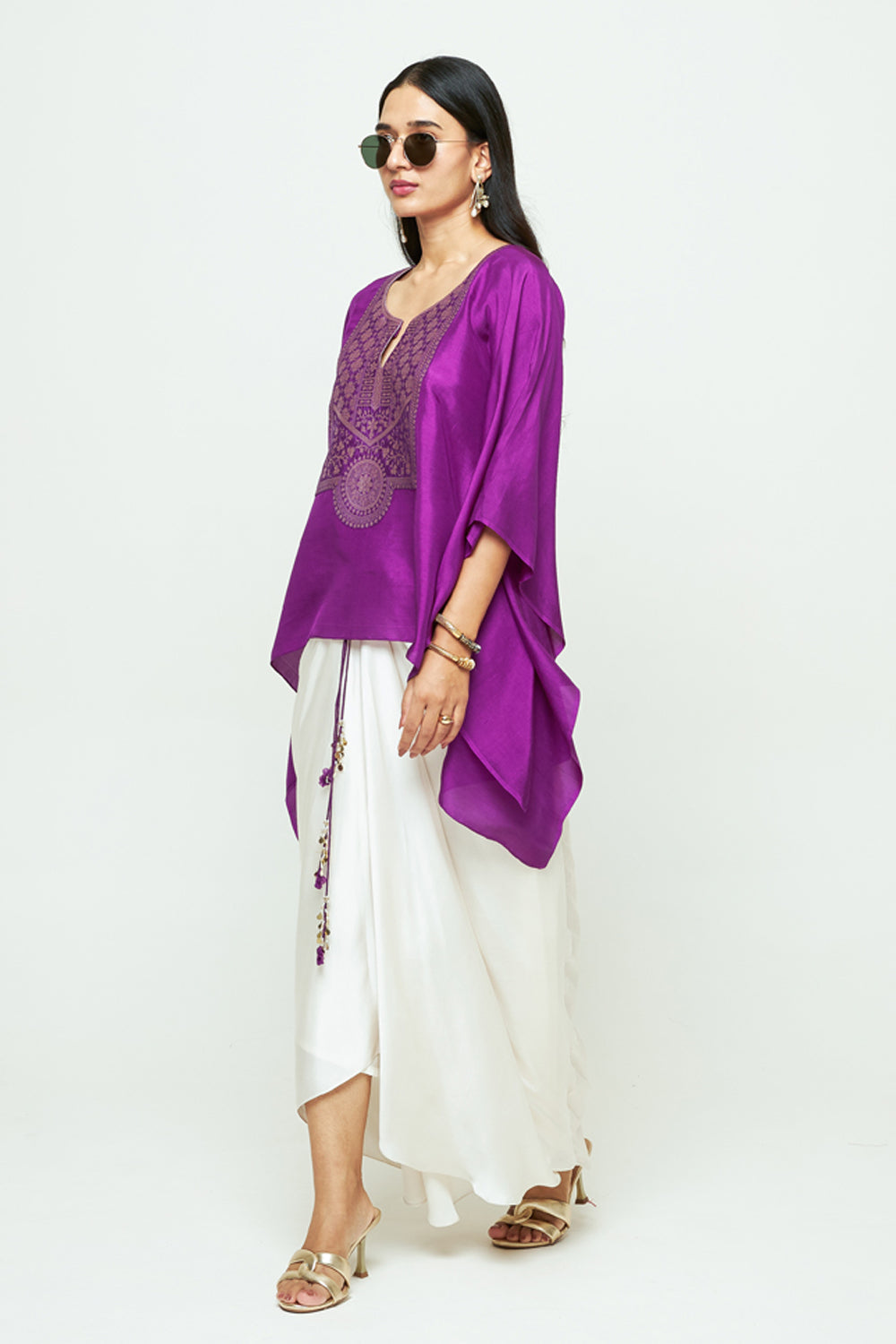 Ashi Purple Statement Kaftan With Skirt