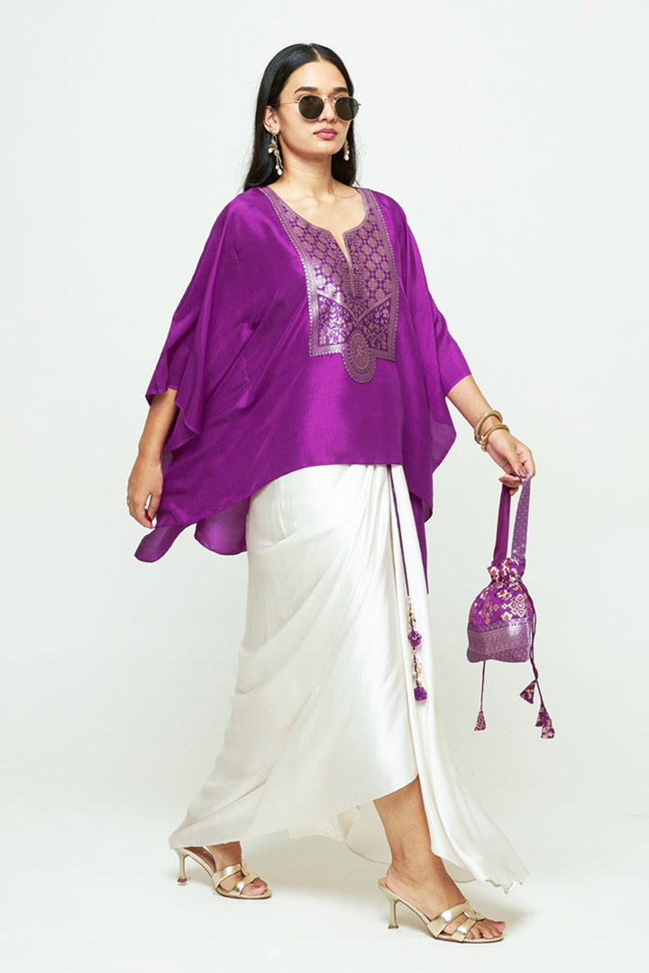 Ashi Purple Statement Kaftan With Skirt