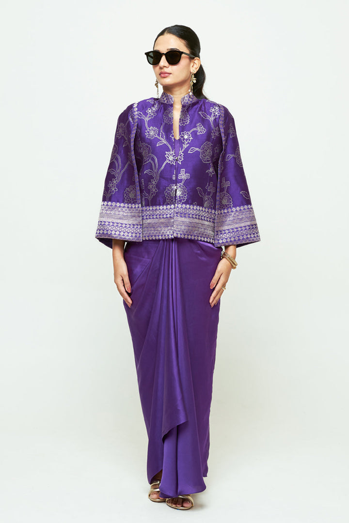 Rosa Purple Statement Jacket Skirt Set