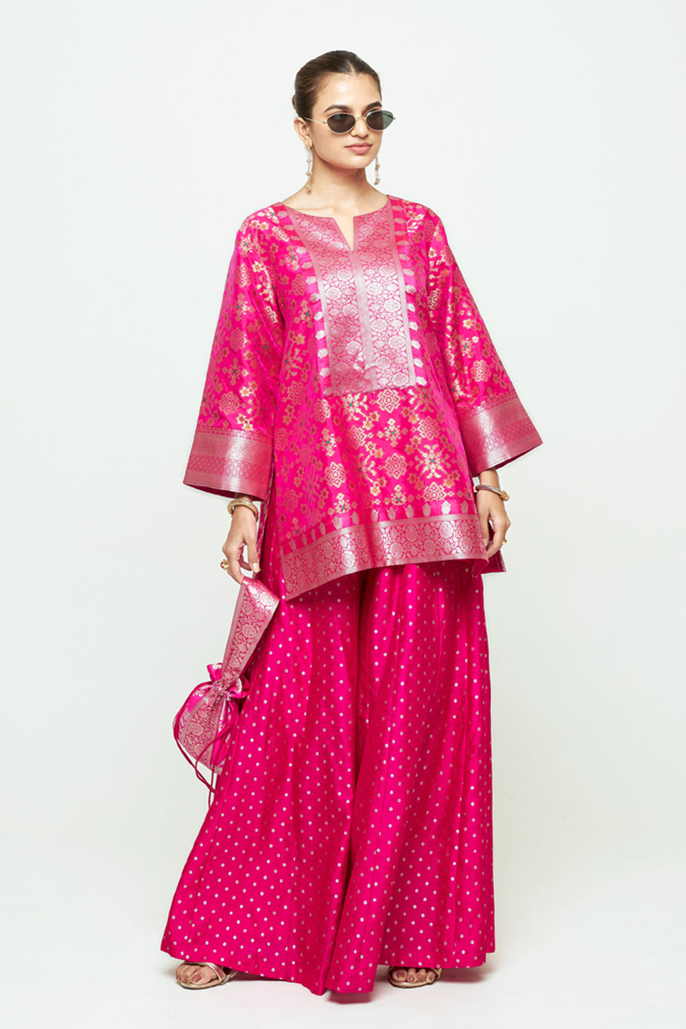Meena Pink Kurta Sharara Set