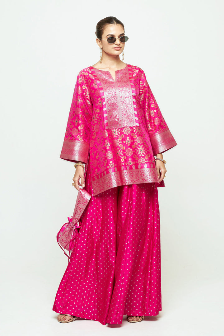 Meena Pink Kurta Sharara Set