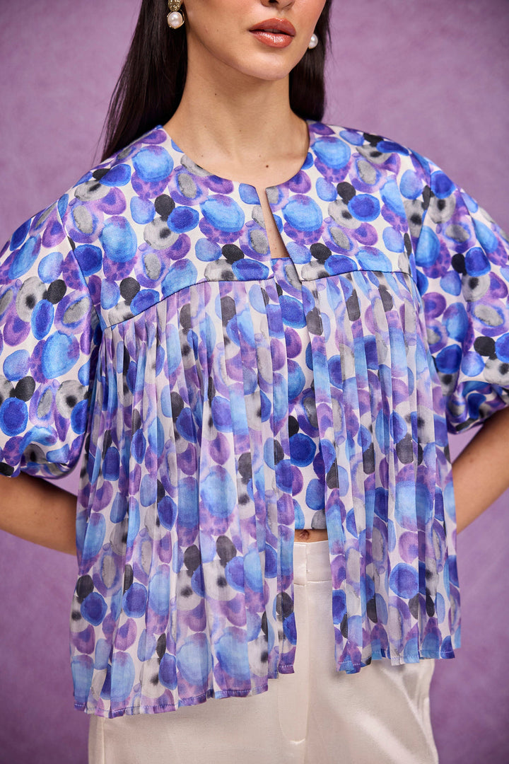 Blue Bubble Sleeve Jacket