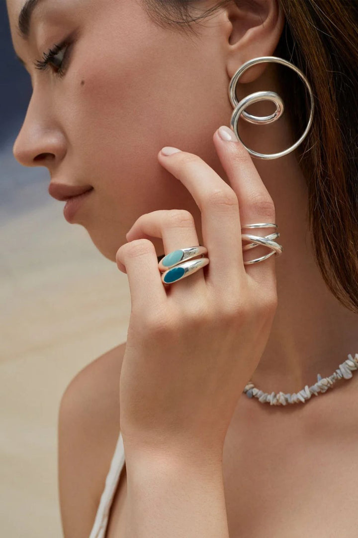 Swirly Medium Mismatched Hoops