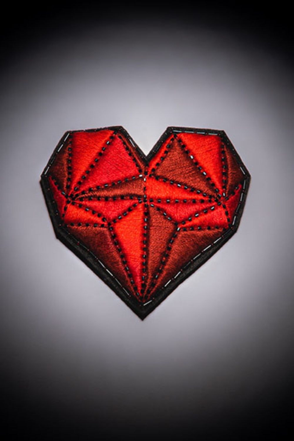 Red Geometric Heart Brooch