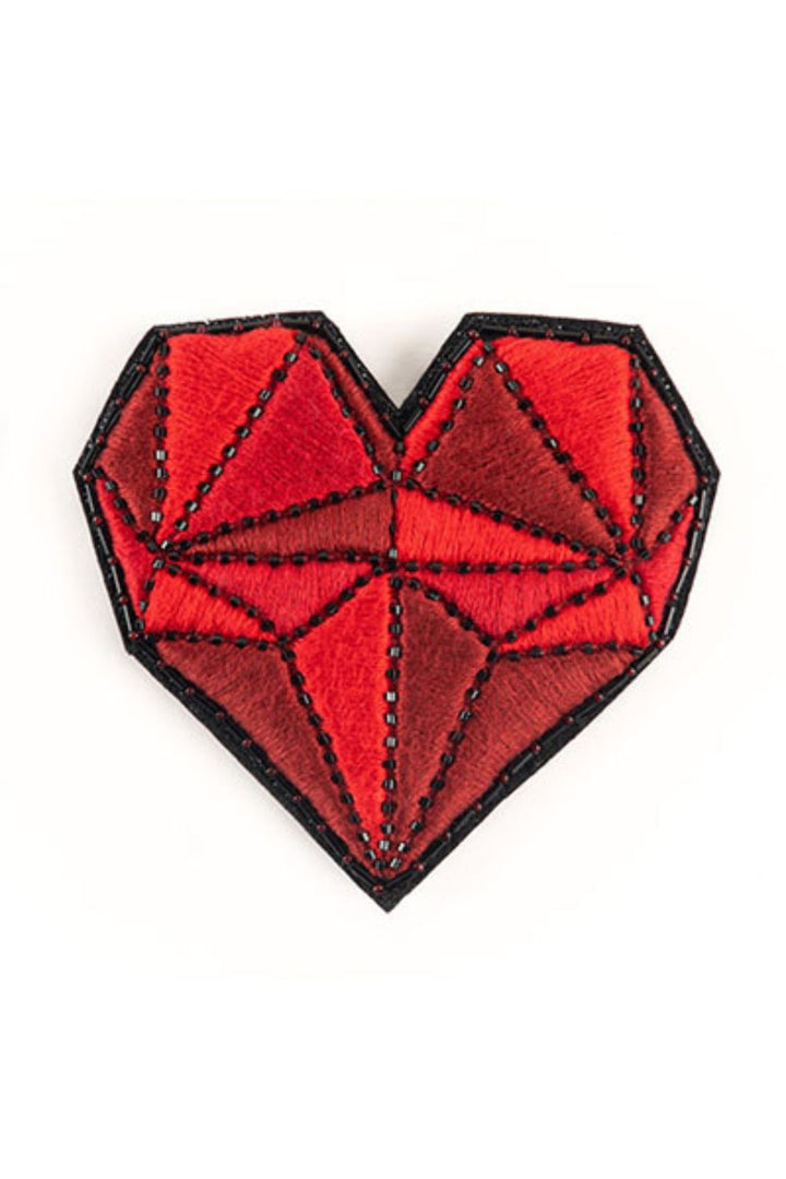 Red Geometric Heart Brooch
