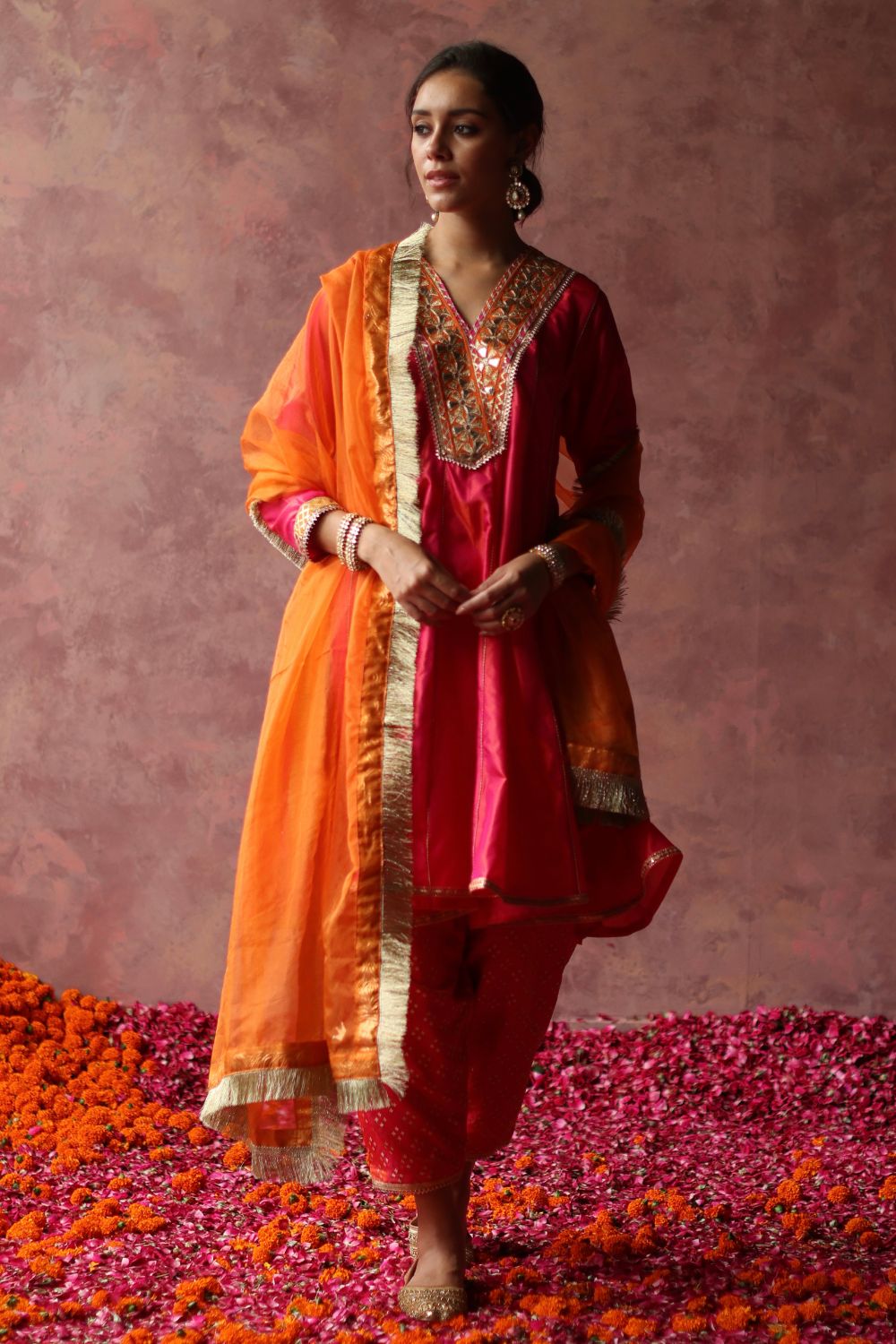 Rumi Pink & Orange Kurta Set