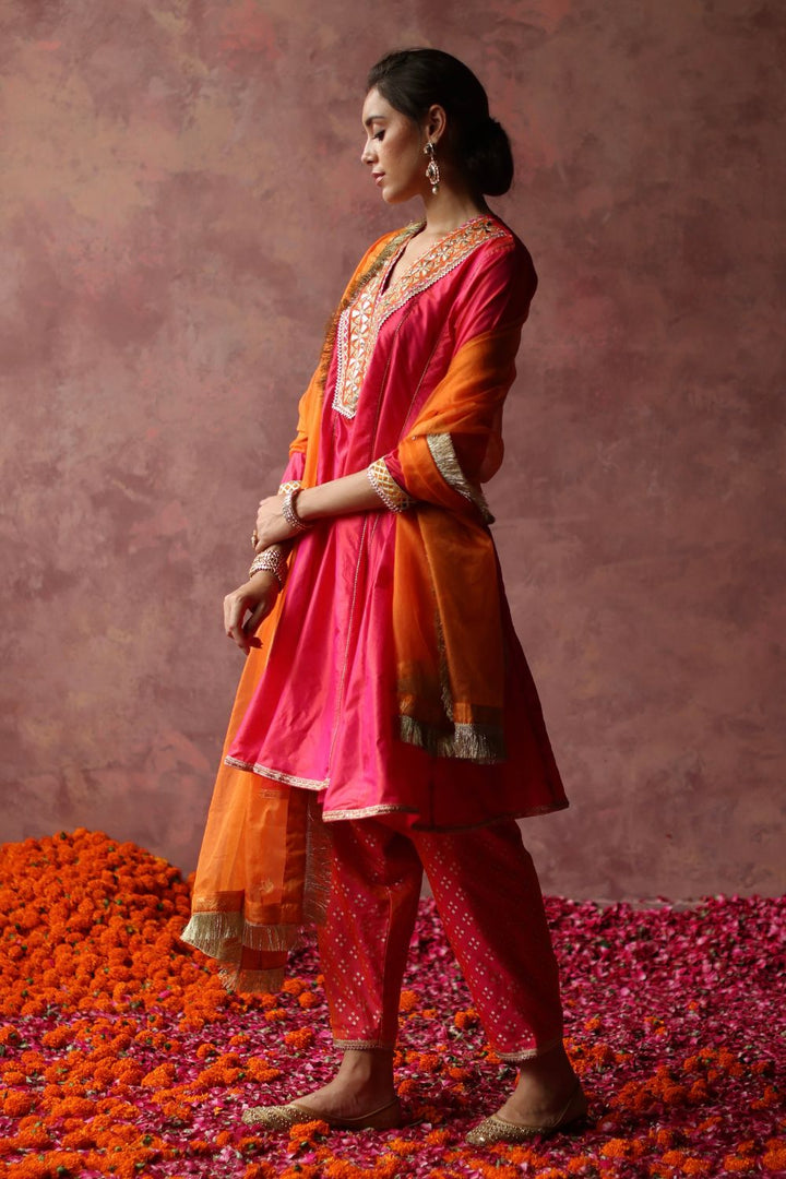 Rumi Pink & Orange Kurta Set