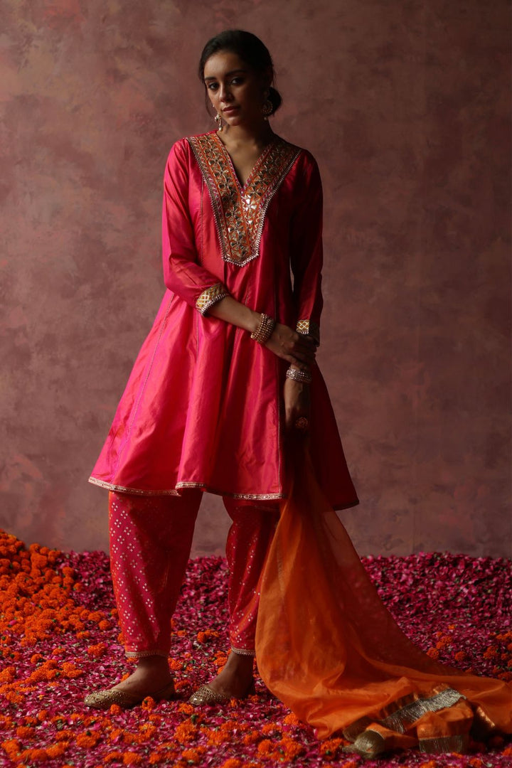 Rumi Pink & Orange Kurta Set