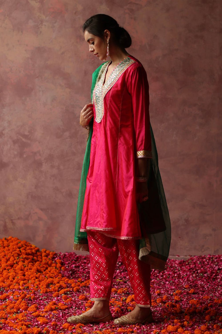 Rumi Berry & Green Kurta Set