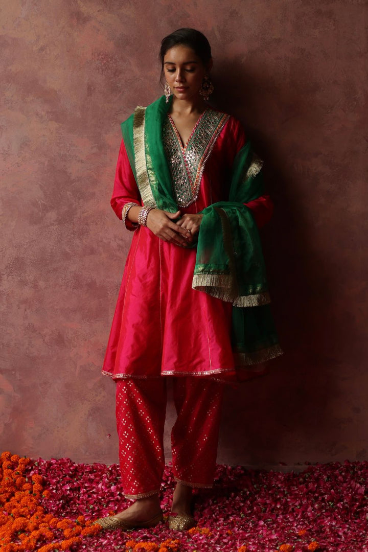 Rumi Berry & Green Kurta Set