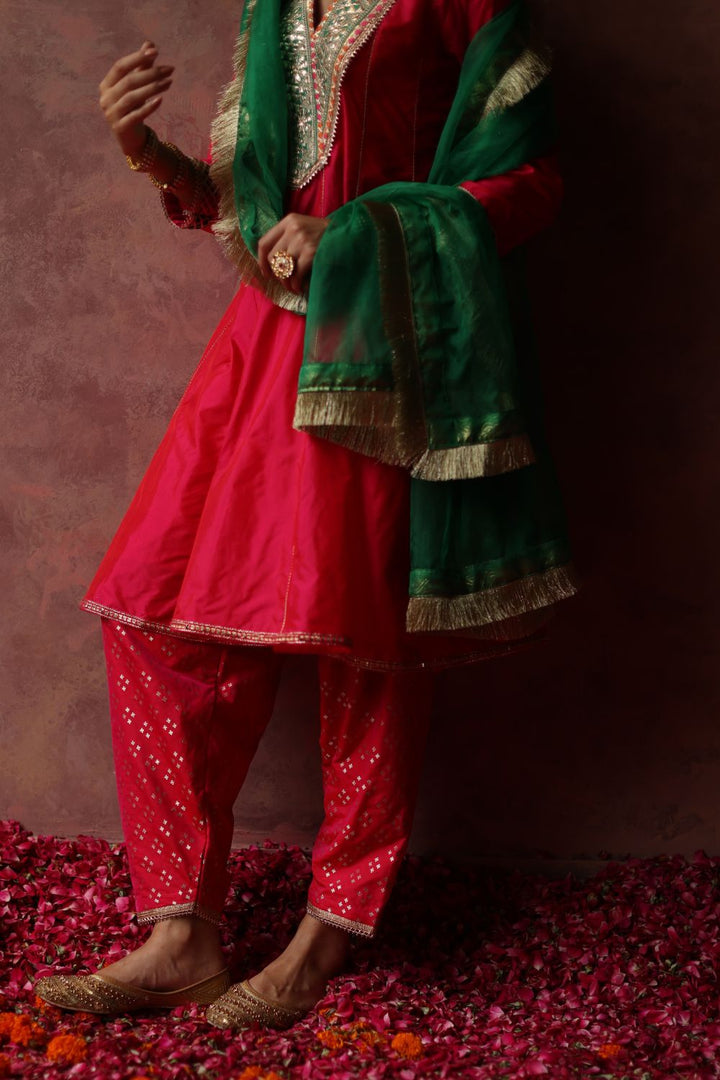 Rumi Berry & Green Kurta Set