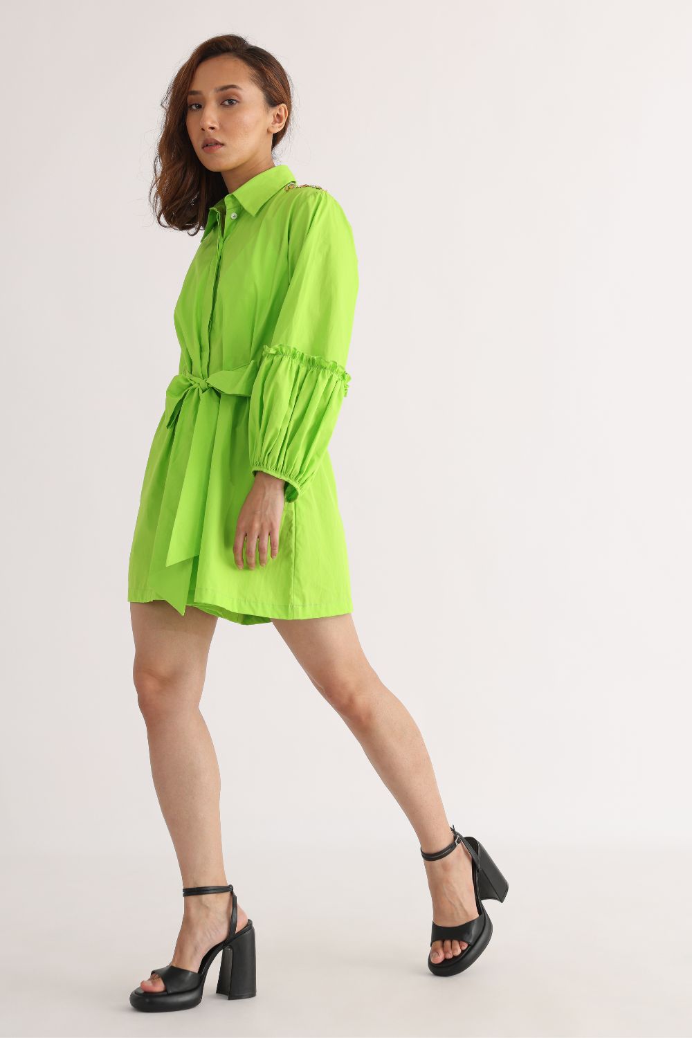 Lime Green Solid Colour Playsuit