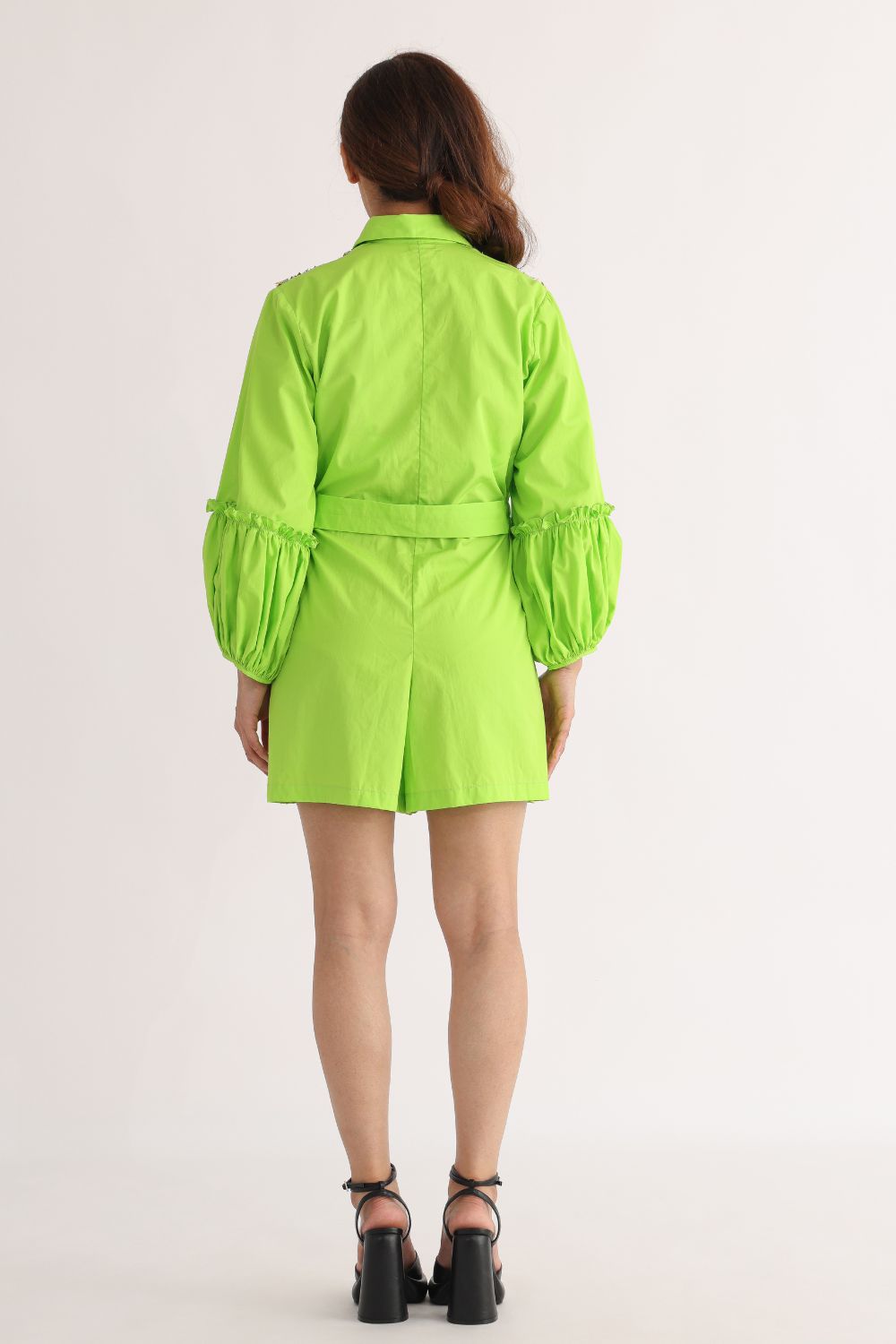 Lime Green Solid Colour Playsuit